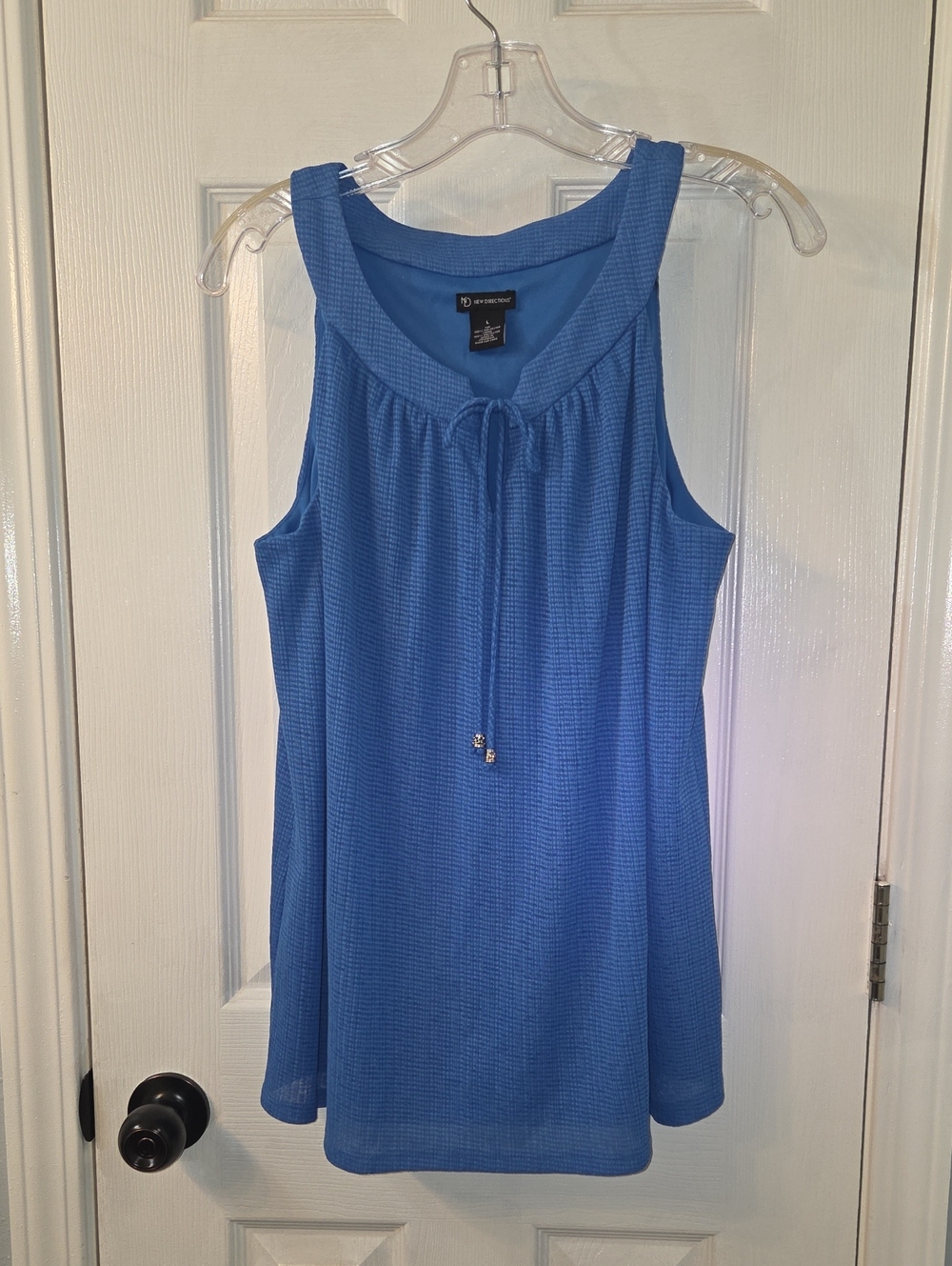 New Directions Blue Tie-Neck Sleeveless Top